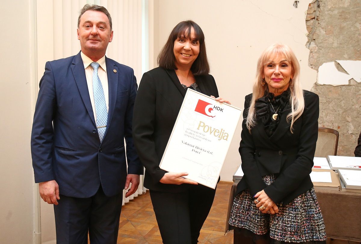 Valamar Rivieri uručena Povelja za unaprjeđenje kvalitete u hrvatskom gospodarstvu za 2022. godinu